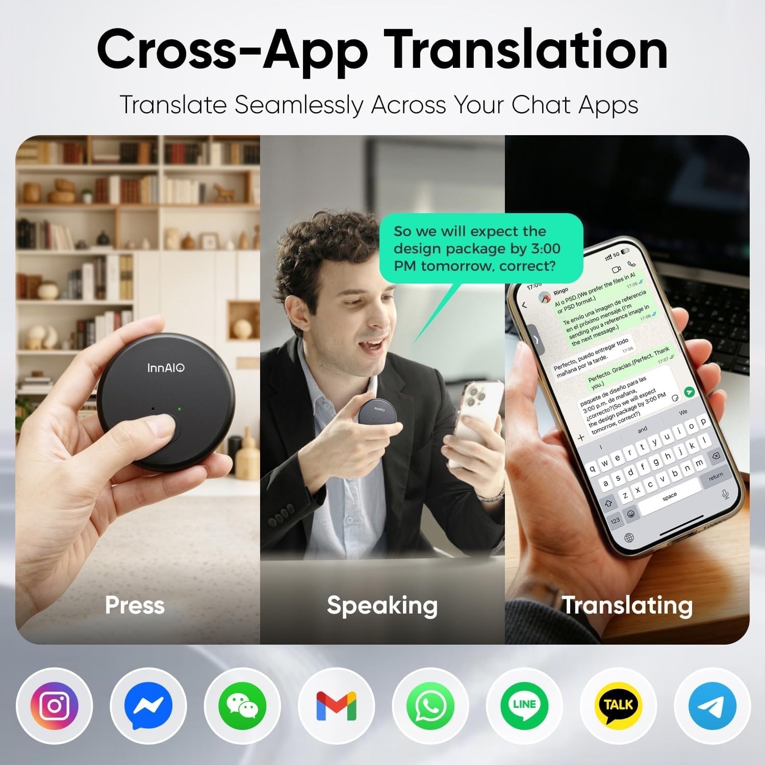 AI Language Translator Device with Voice Cloning,GPT-Powered Real-Time Translate