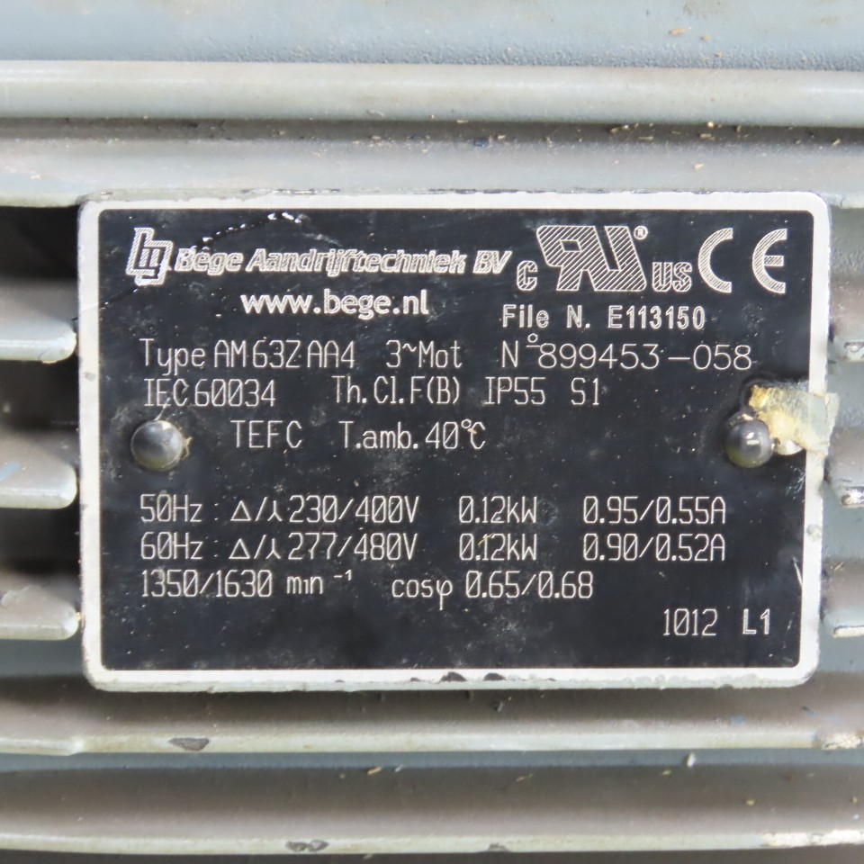 Bologna RMI-28F1 40:1 Ratio Right Angle Gear Motor 277/480V 40.75RPM Out .12kW