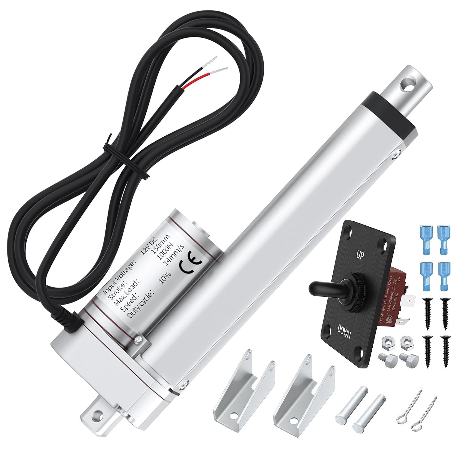 High Speed 12V Linear Actuator 6″ 220lb Waterproof