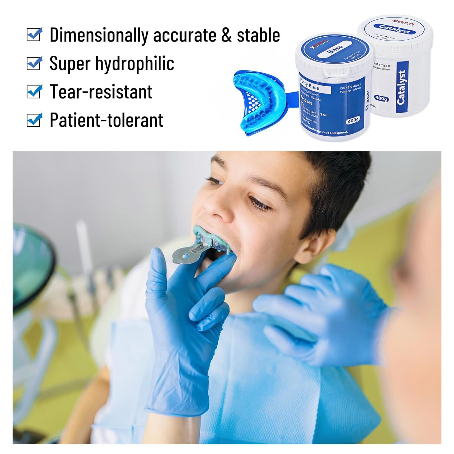 New 2x 400g (Base + Catalystst) Dental Putty Fast Set PVS VPS Impression Silicon