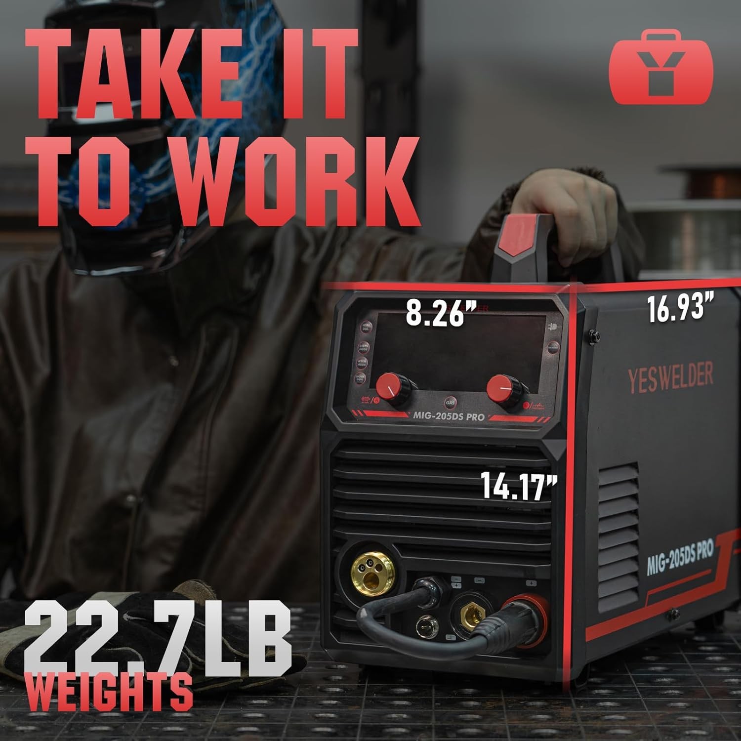 MIG Welder, 205A,110/220V, Gas/Gasless/Lift TIG/Stick 3 in 1 Welding Machine
