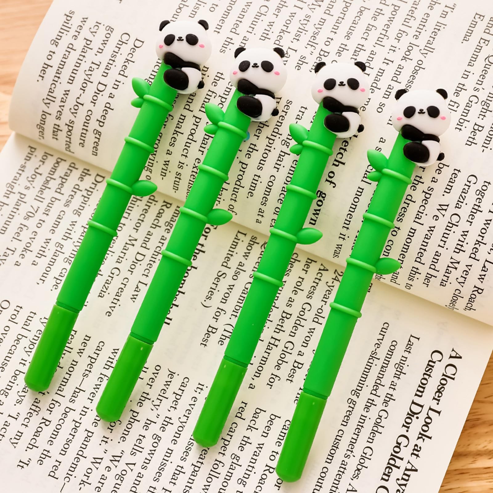 Baowindy 12 PCS Panda Pens, Adorable Cartoon 1 Count (Pack of 12), Green