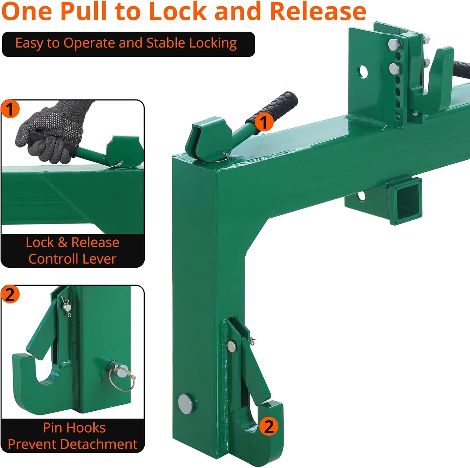 GARVEE 3 Point Quick Hitch Attachments with 2-Inch Receiver Hitch 3000 LBS