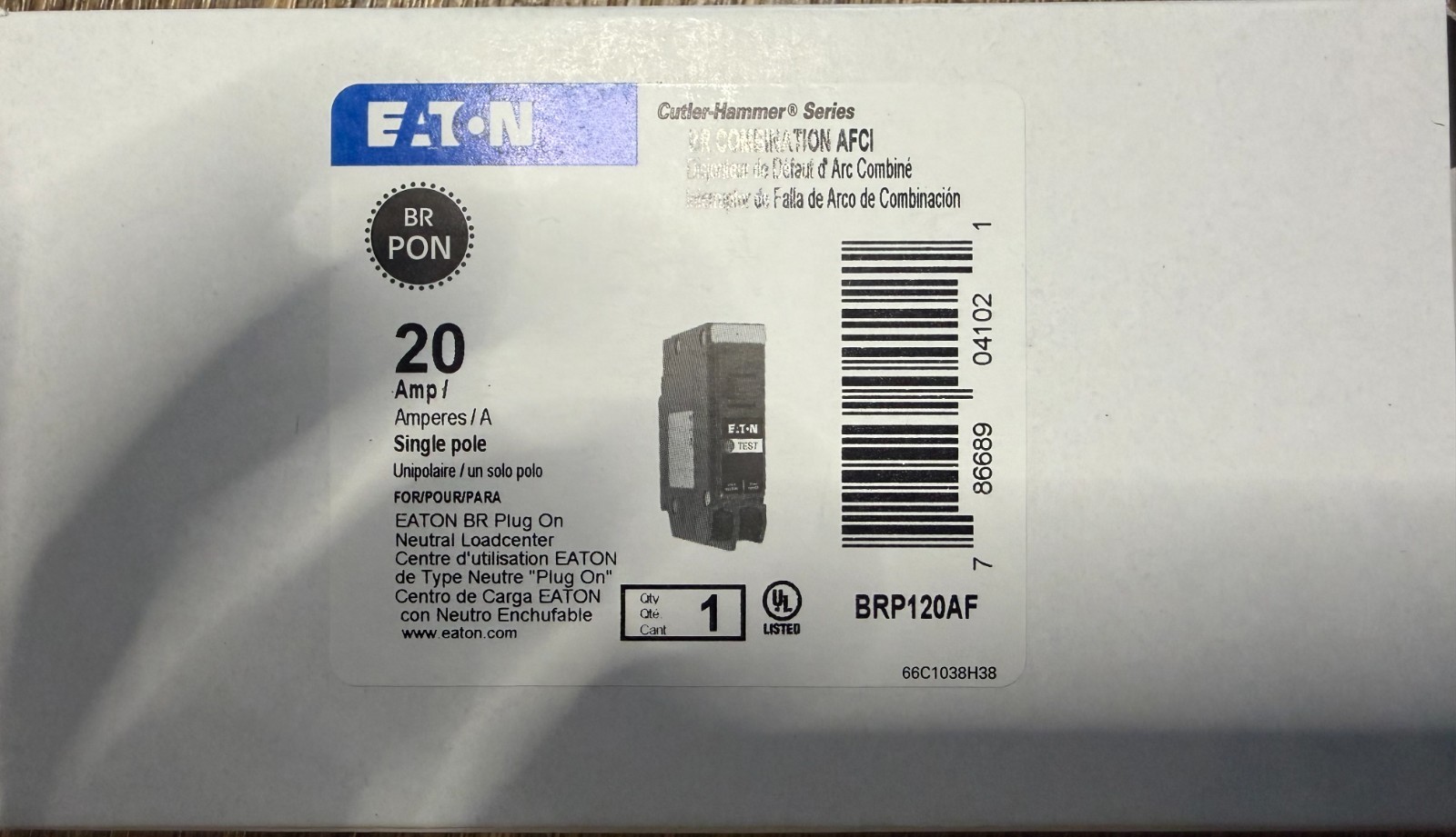 (10) New Eaton BRP120AF Circuit Breaker AFCI 20A 1-Pole 120V