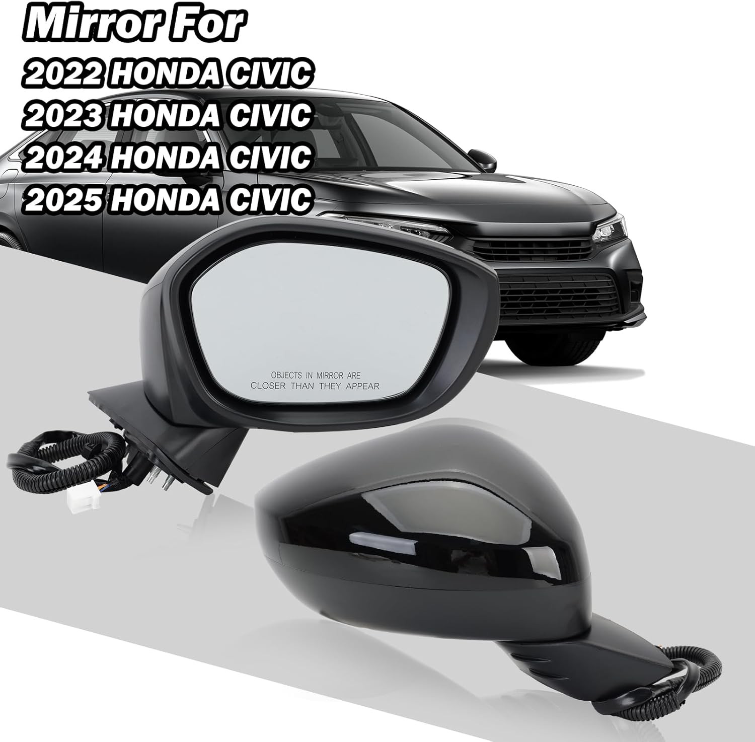 For Honda Civic 2022-2025 Right Passenger Side Mirror Power Heated Signal BSM