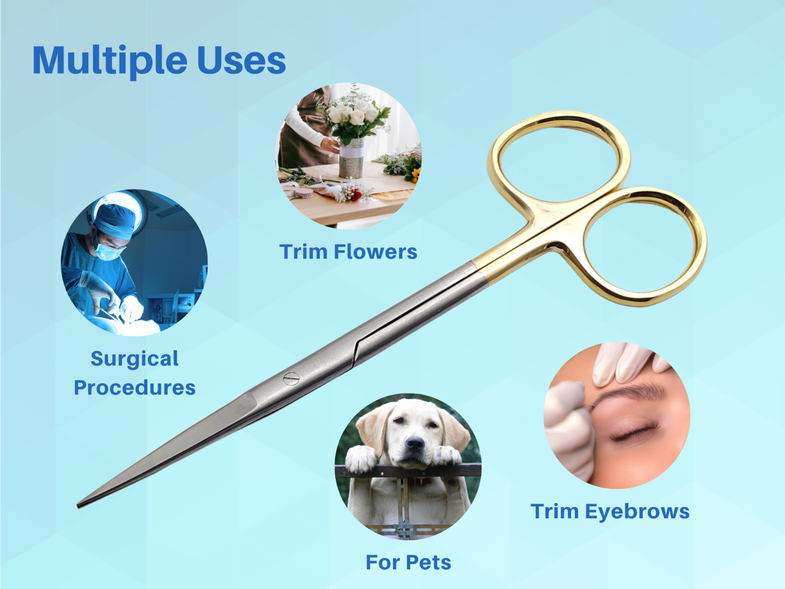 Scissors Surgical 5″ Straight Gold Plated Handle Tungsten Carbide ARTMAN