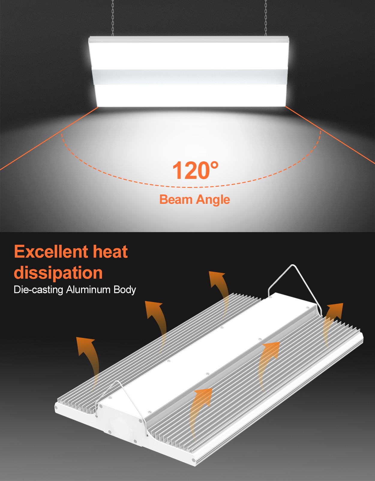 4X 400W LED Linear High Bay Light, 60000LM Commercial Shop Lights Fixture 5000K
