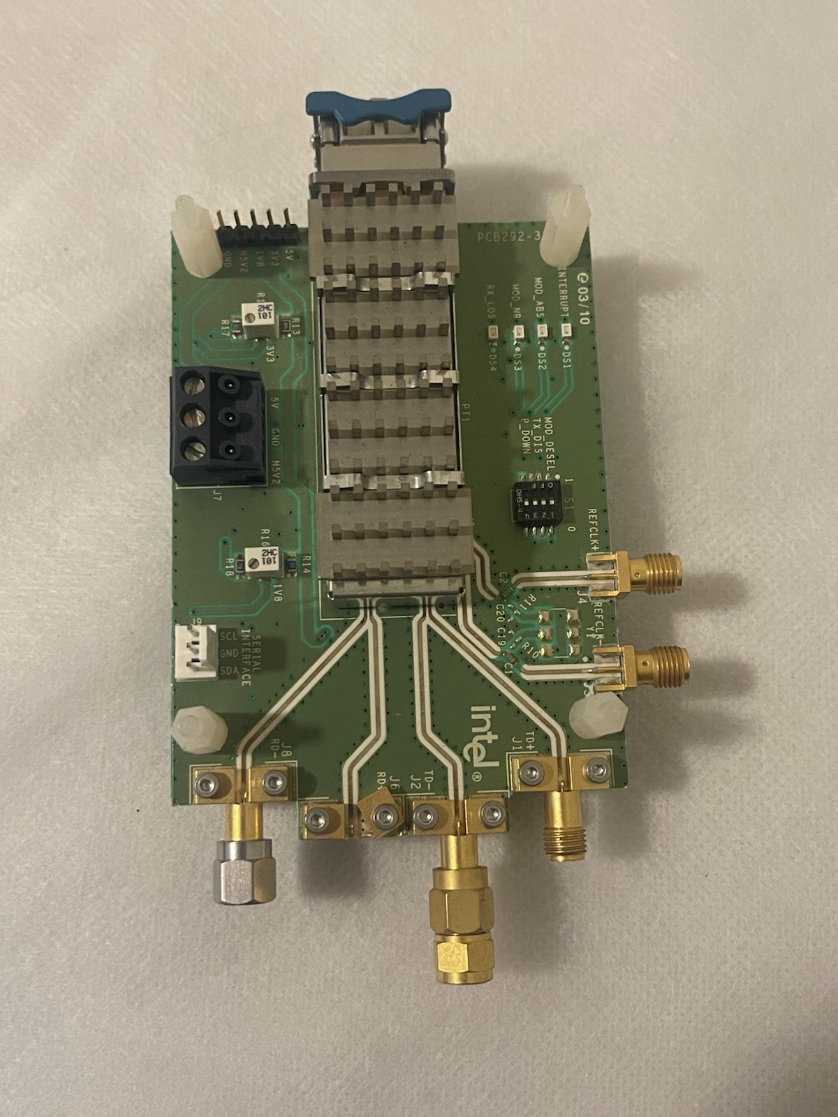 Intel XFP Transceiver Evaluation Test Board PCB 292-3 RF Optical EvBoard