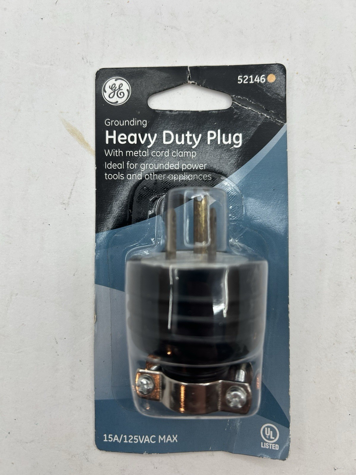 GE Grounding Heavy Duty Plug 15A/125VAC MAX 1875W MAX 52146