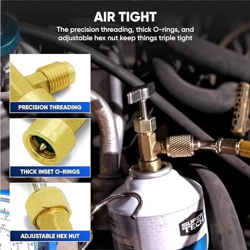 R134A AC Adapter Fitting Kit Self Sealing Single Puncture Can Tap Valve Core