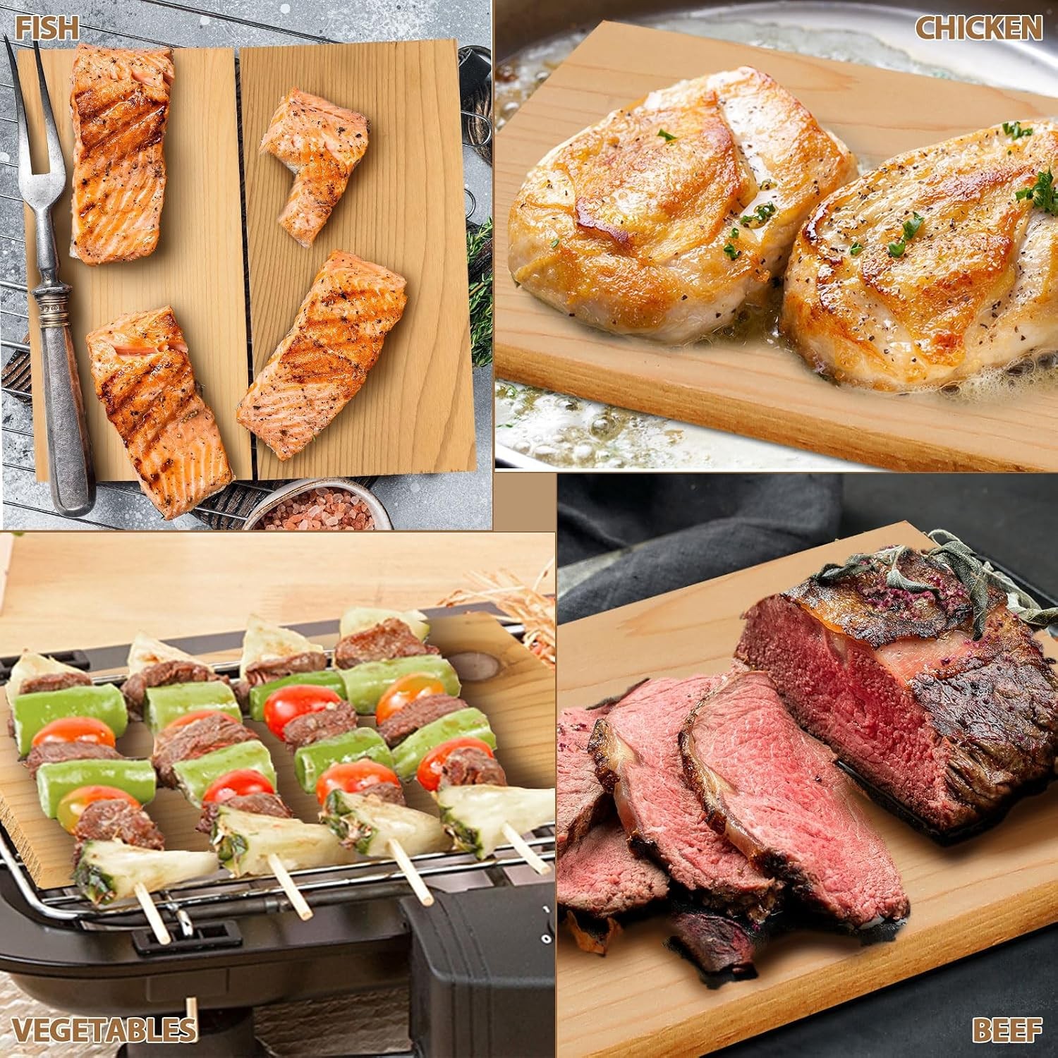 36 Pack Cedar Planks for Grilling Salmon Fish Meat, 6mm/0.24in Thick Natural W