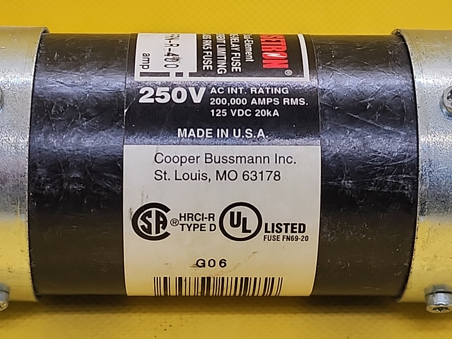 BUSSMANN FUSETRON FRN-R-400 CLASS RK5 400A, 250V CLASS AC/DC [RC 9-3]