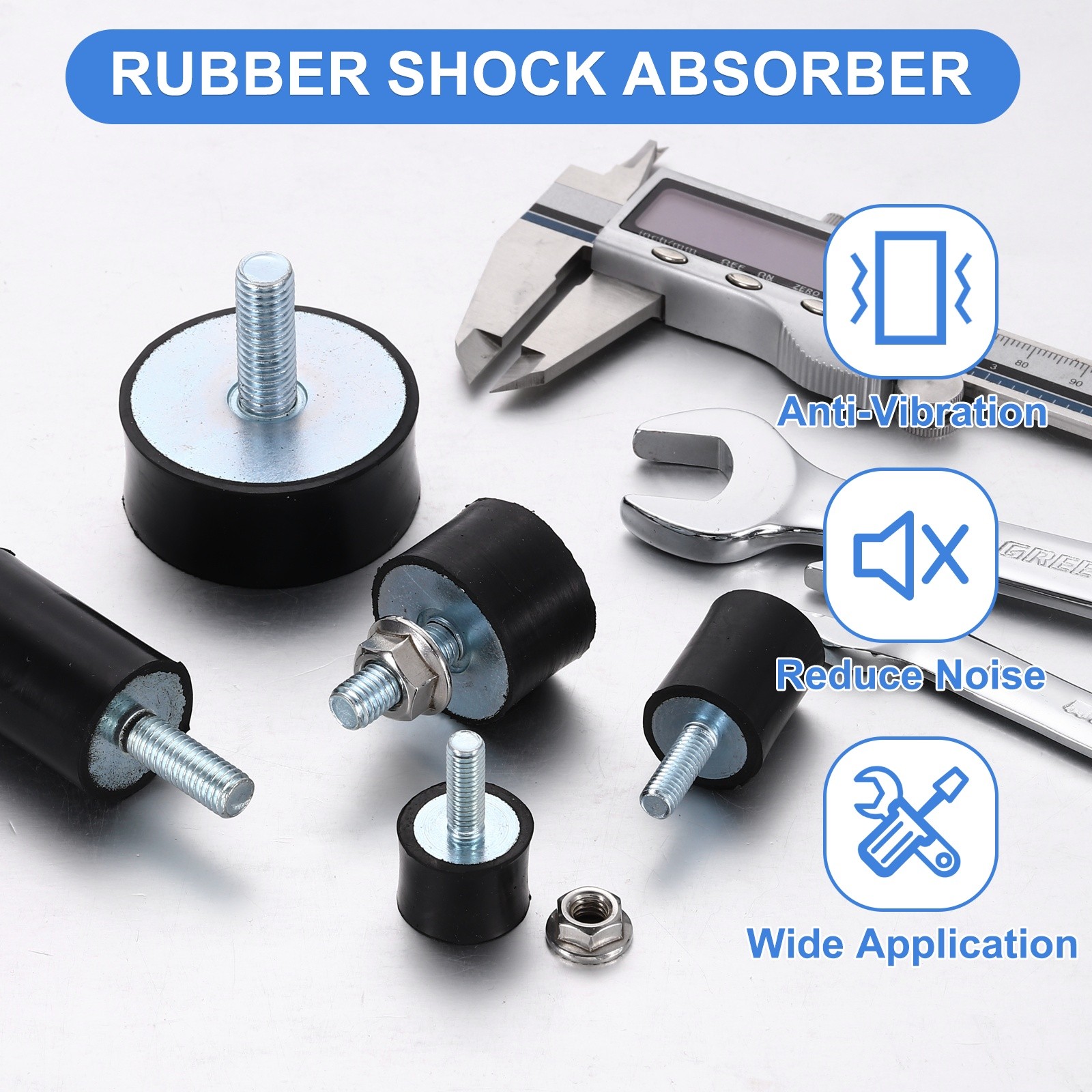4Pcs M8x22mm Rubber Mounts 30x20mm(DxH) Rubber Shock Absorber Mount with Nuts