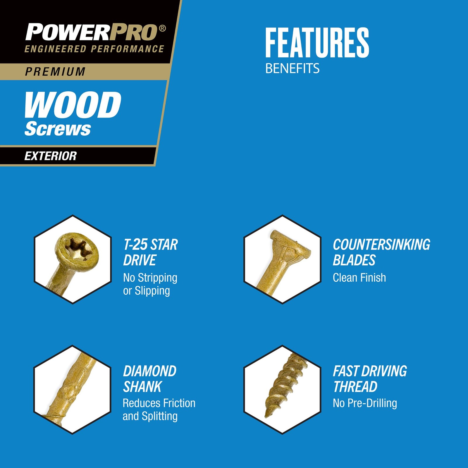Exterior Wood Screws, x 2 Inch All-Purpose Deck Screws for Outdoor Projects,