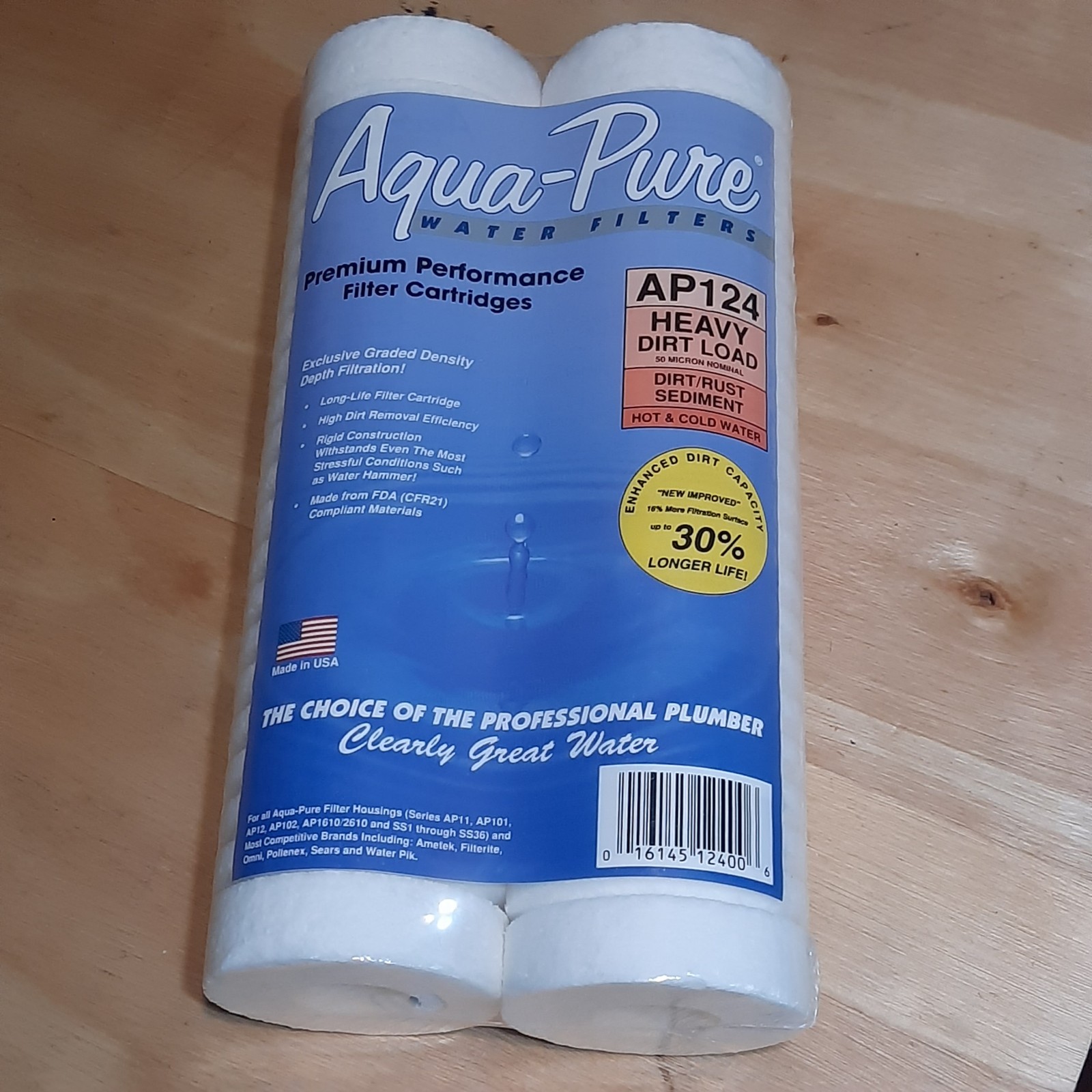 2 Pack AQUA-PURE AP124 Premium Heavy Duty High Dirt Load Filter Fits Many Models