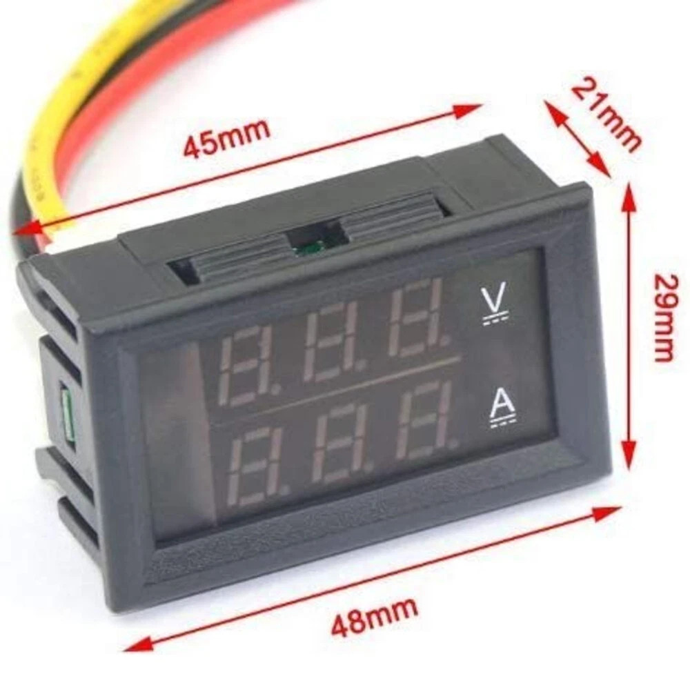 4× DC 100V 10A Voltmeter Ammeter LED Dual Volt Amp Meter Voltage Current Gauge