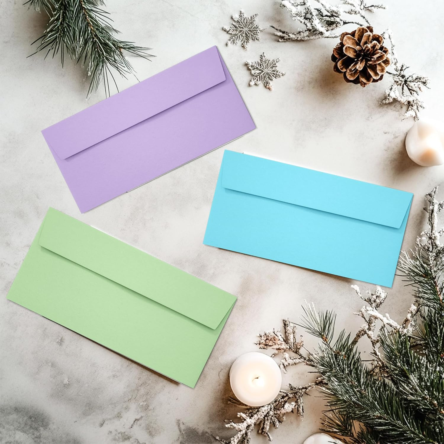 50 Pack Colorful Self Seal Business Envelopes Number 10 Letter Mailing Office Se