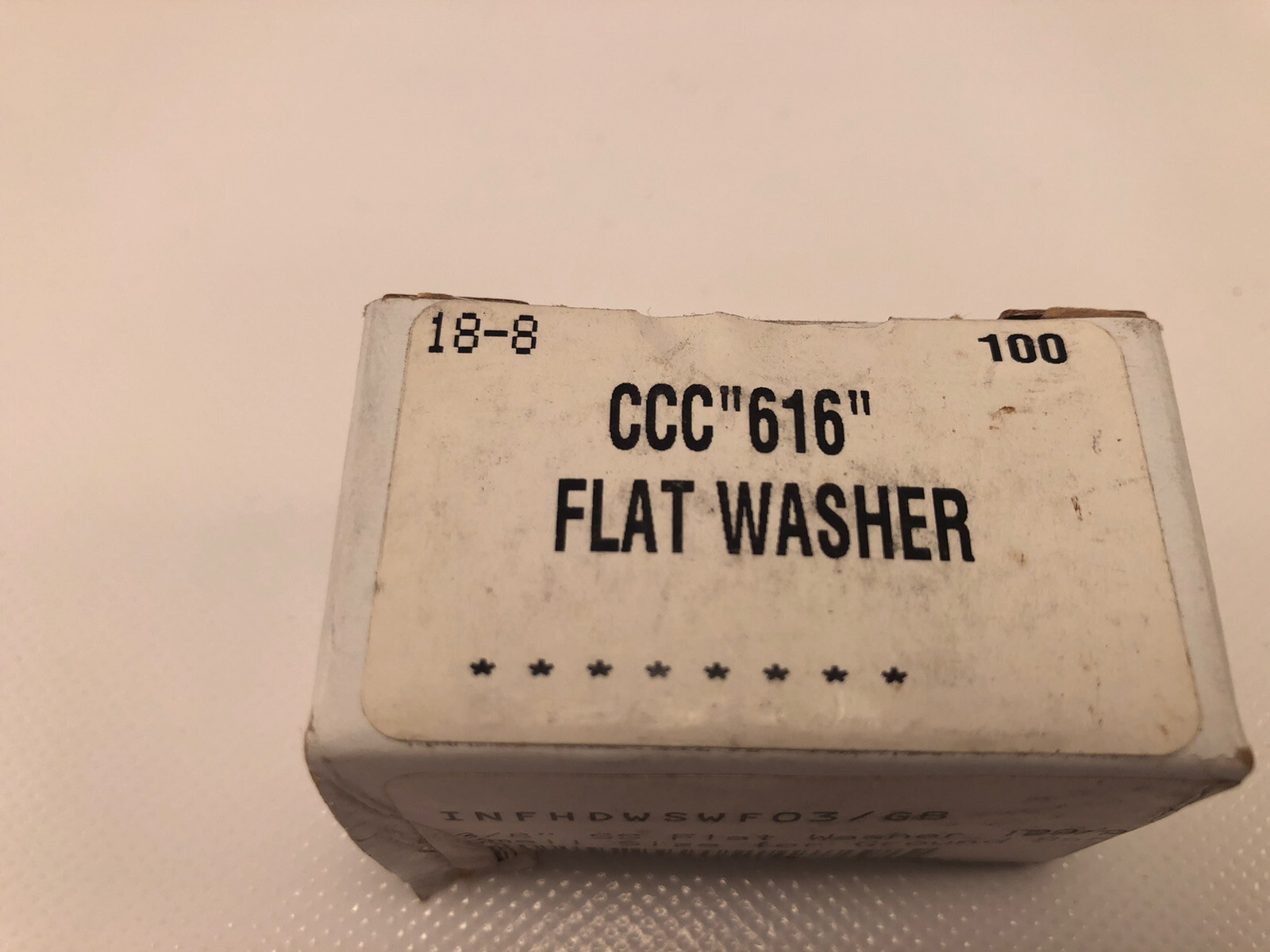3/8” Stainless 18-8 Flat Washers, CCC “616”, OD-.625 ID-.390 (Box Of 100 Pcs.)