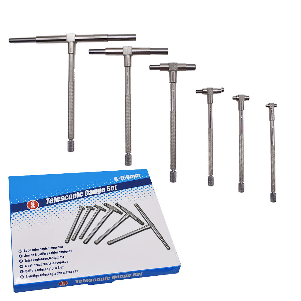 6 Pack 5/16 Inch – 6 Inch Precision Telescoping Gage Measure T-Bore Hole Gauges