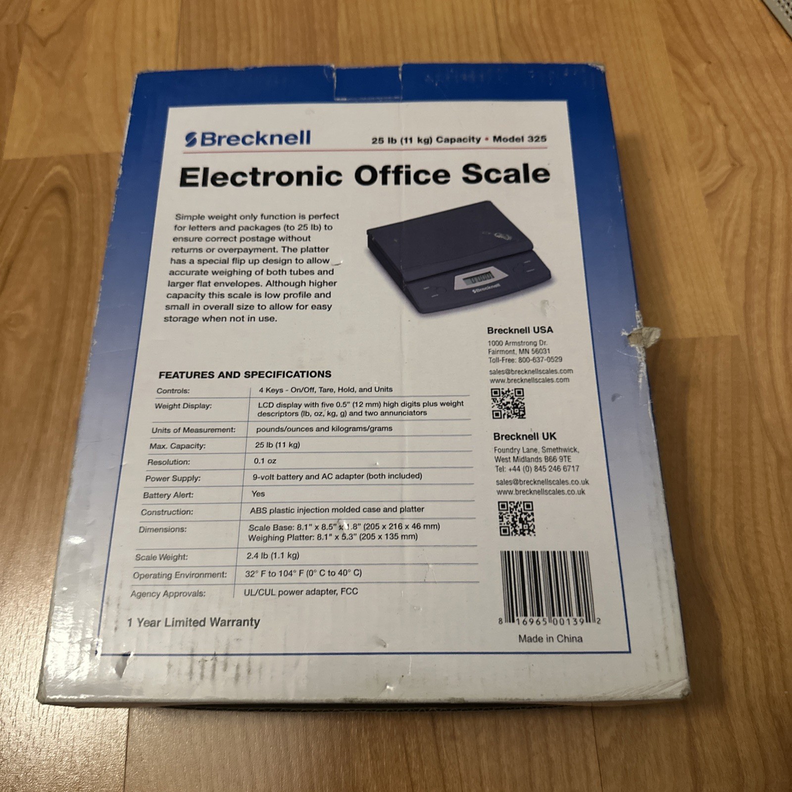 Brecknell 325 Electronic Portable Postal Parcel Scale 25 lb x 0.1 oz