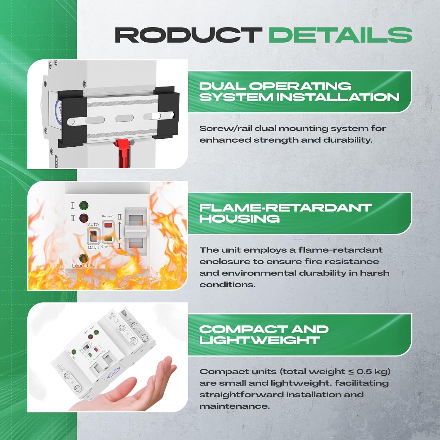 Automatic/Manual Power Transfer Switch 2P 63A for Reliable Energy Supply
