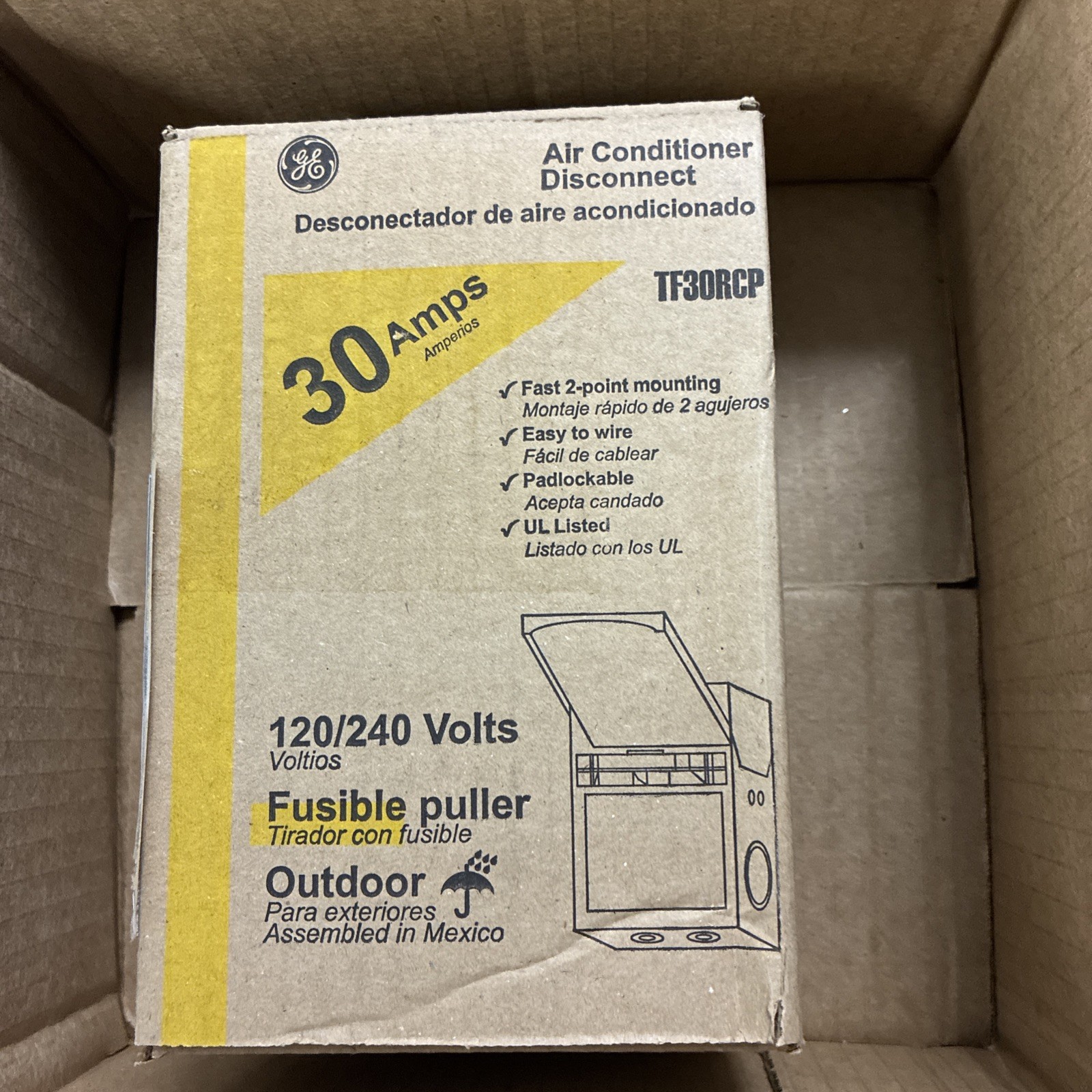 GE 30-Amp 120/240V Fused AC Disconnect – NEMA 3R Outdoor Safety Switch