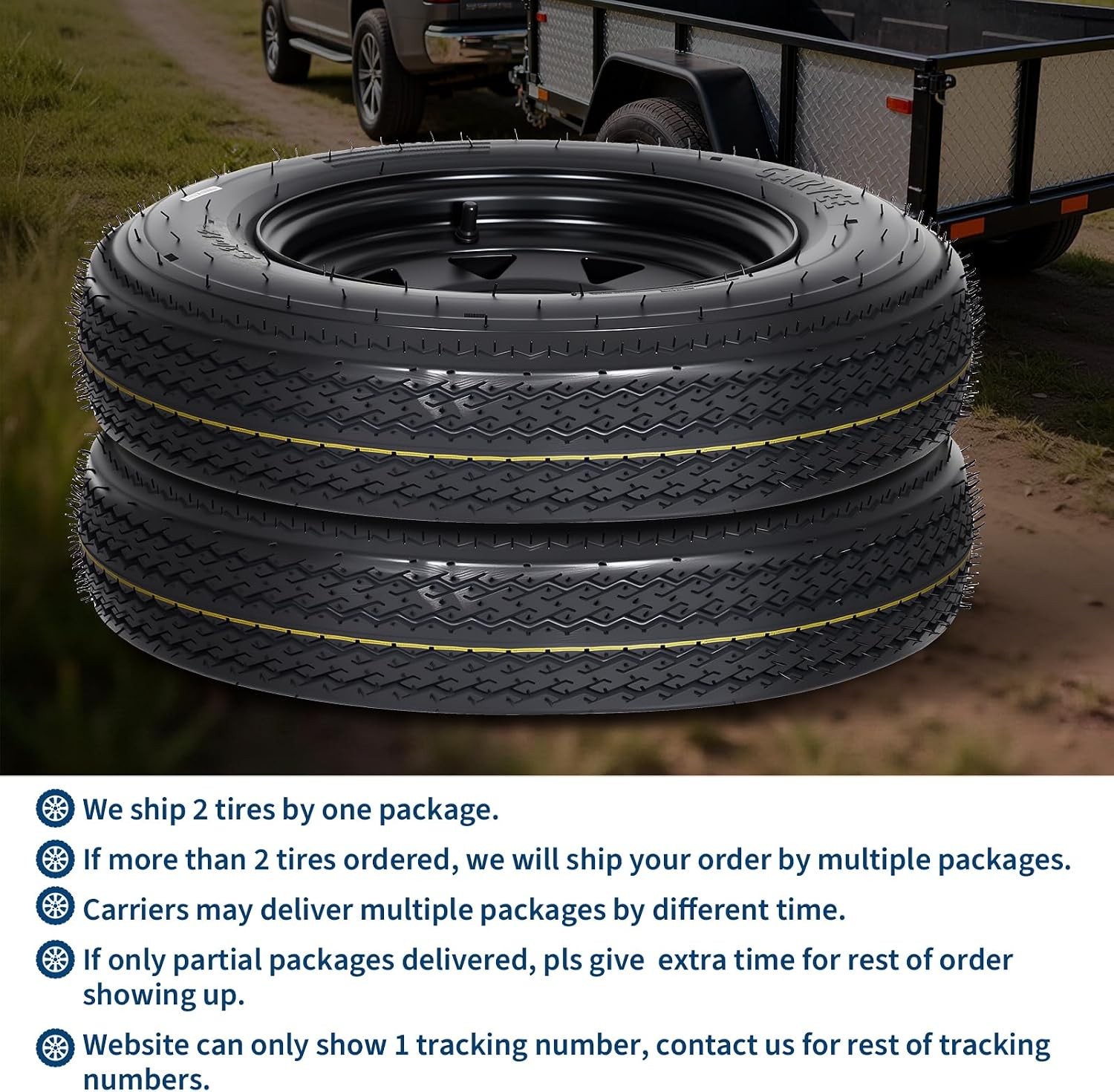 2PCS Trailer Tire On Rim 5.30-12 5 Lug Trailer Tires12In Wheels Load Range C 6PR