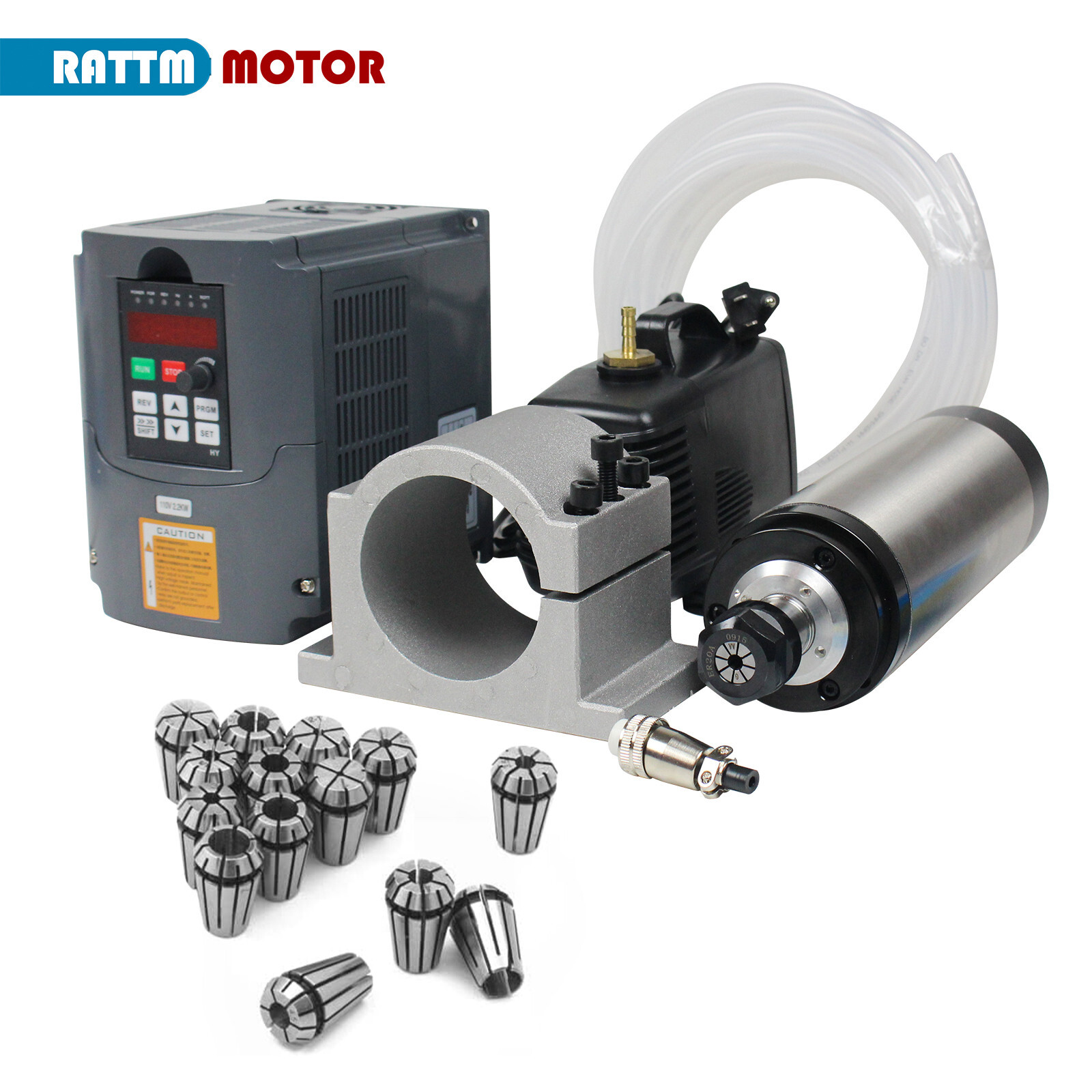『USA』2200W 2.2KW 110V Water Cooled CNC Spindle Motor& Inverter&Clamp&Pump&Collet