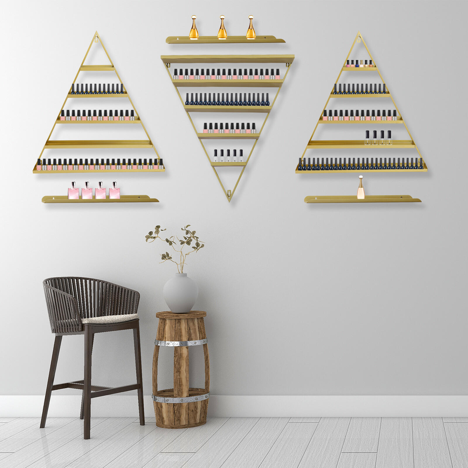 Triangle Display?Racks Wall-mount 5 Tiers Nail?Polish Display Shelves For Home