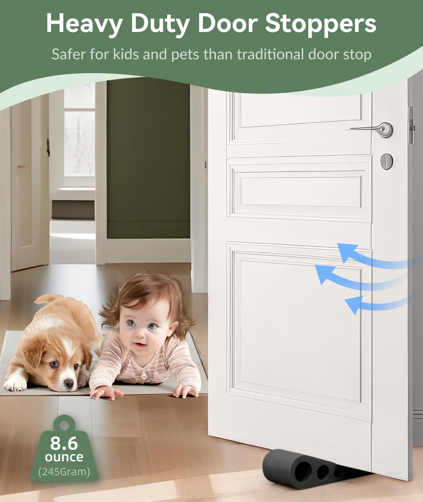 1.9 Inches Heavy Duty Door Stopper, 2 Pack Rubber Door Stop, Door Stoppers..