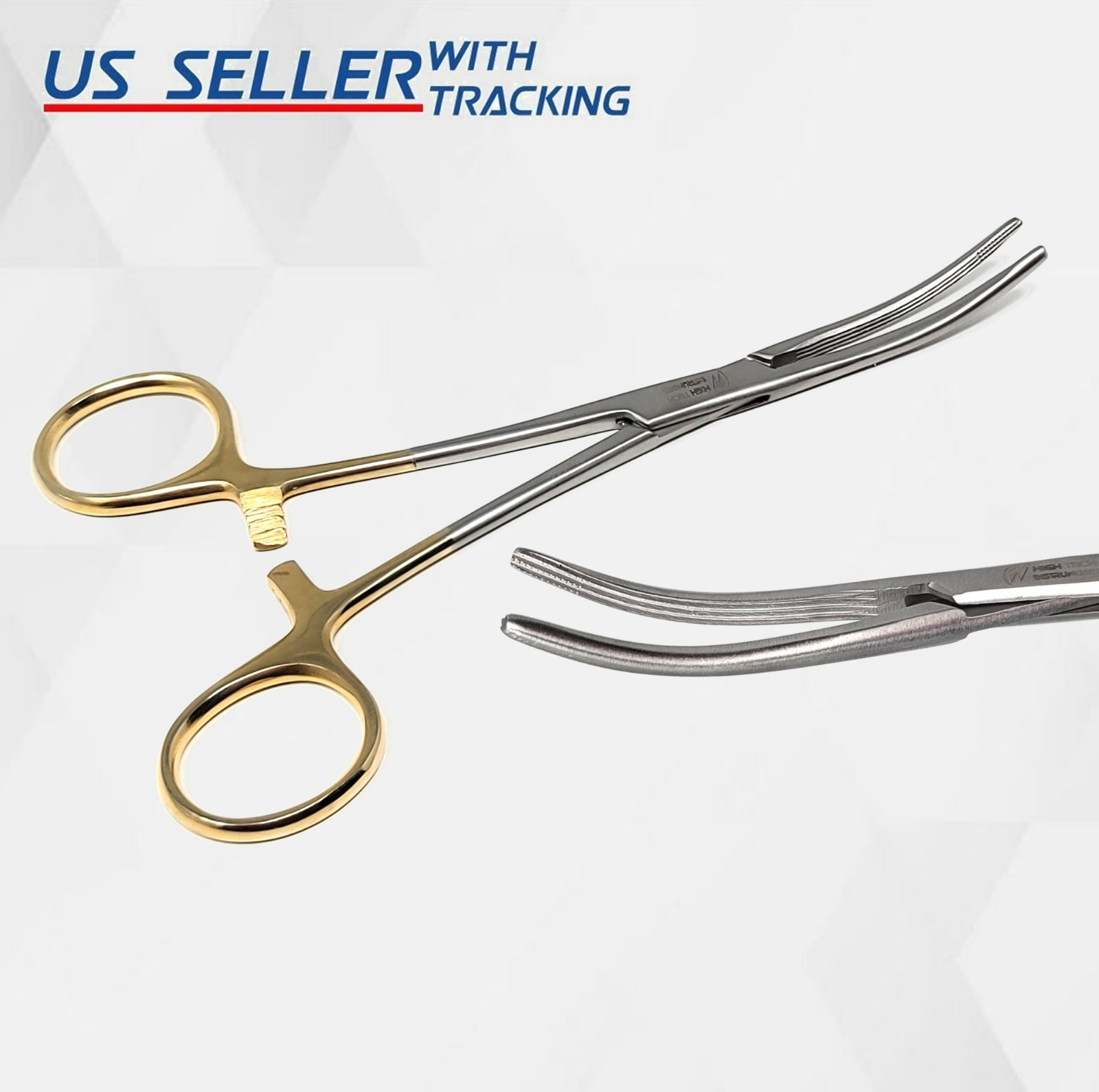 O.R GRADE ROCHESTER CARMALT ARTERY HEMOSTAT FORCEPS 6.25″ CURVED W/ GOLD HANDLE