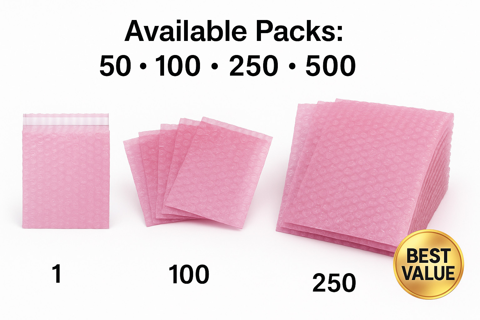 4×5.5 Anti-Static Bubble Out Pouches | Self Seal 3/16″ Cushion Bags | Pink