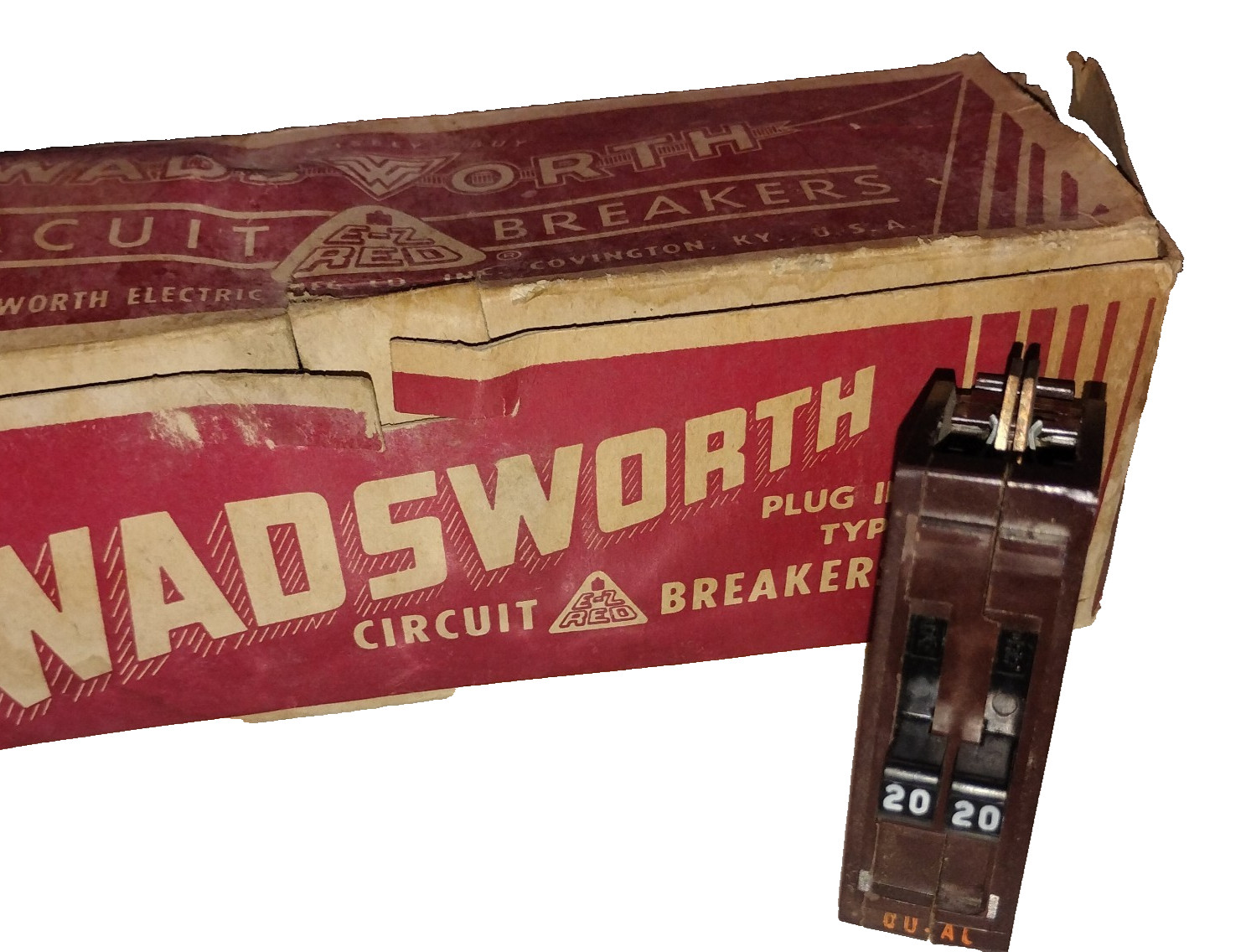 Wadsworth 20 Amp Single-Pole Circuit Breaker – Metal Feet – Type B -Tandem – NOS