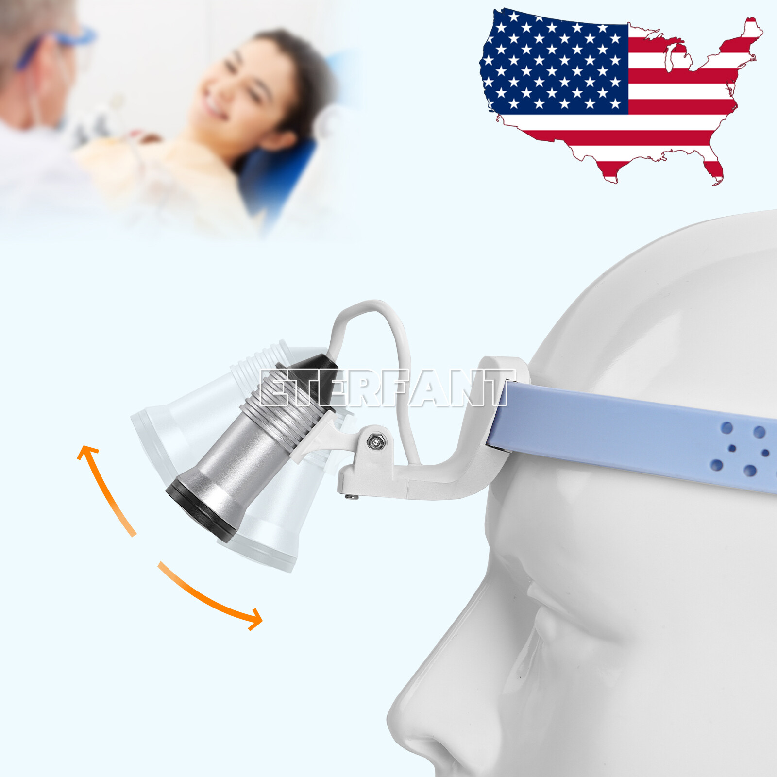 ETERFANT 5W LED Lightweight Silicone Headlamp Dental Surgery Medical Blue