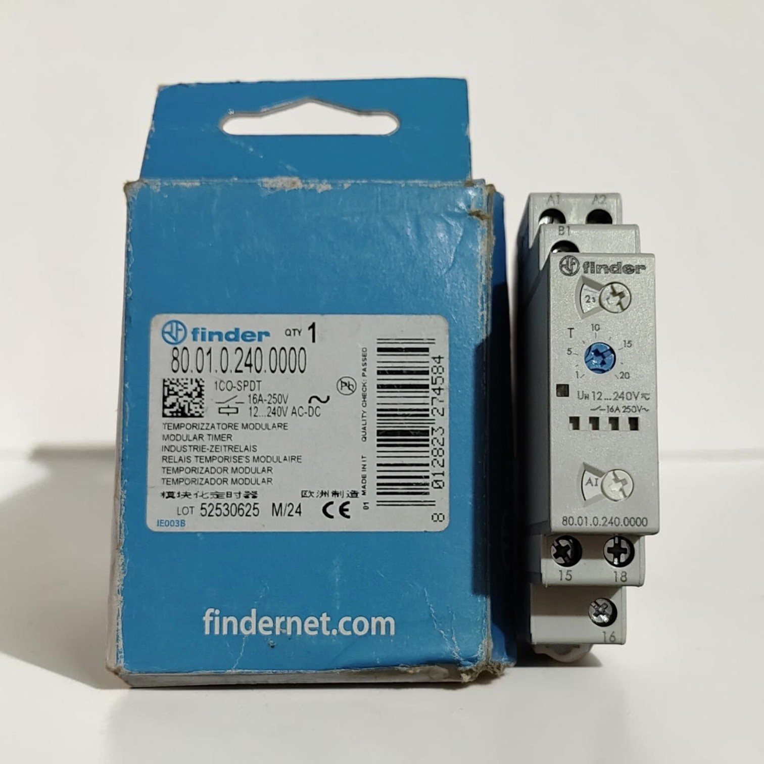 FINDER 80.01.0.240.00000 MODULER TIMER 1-10S 12-240VAC FREE FAST SHIPPING