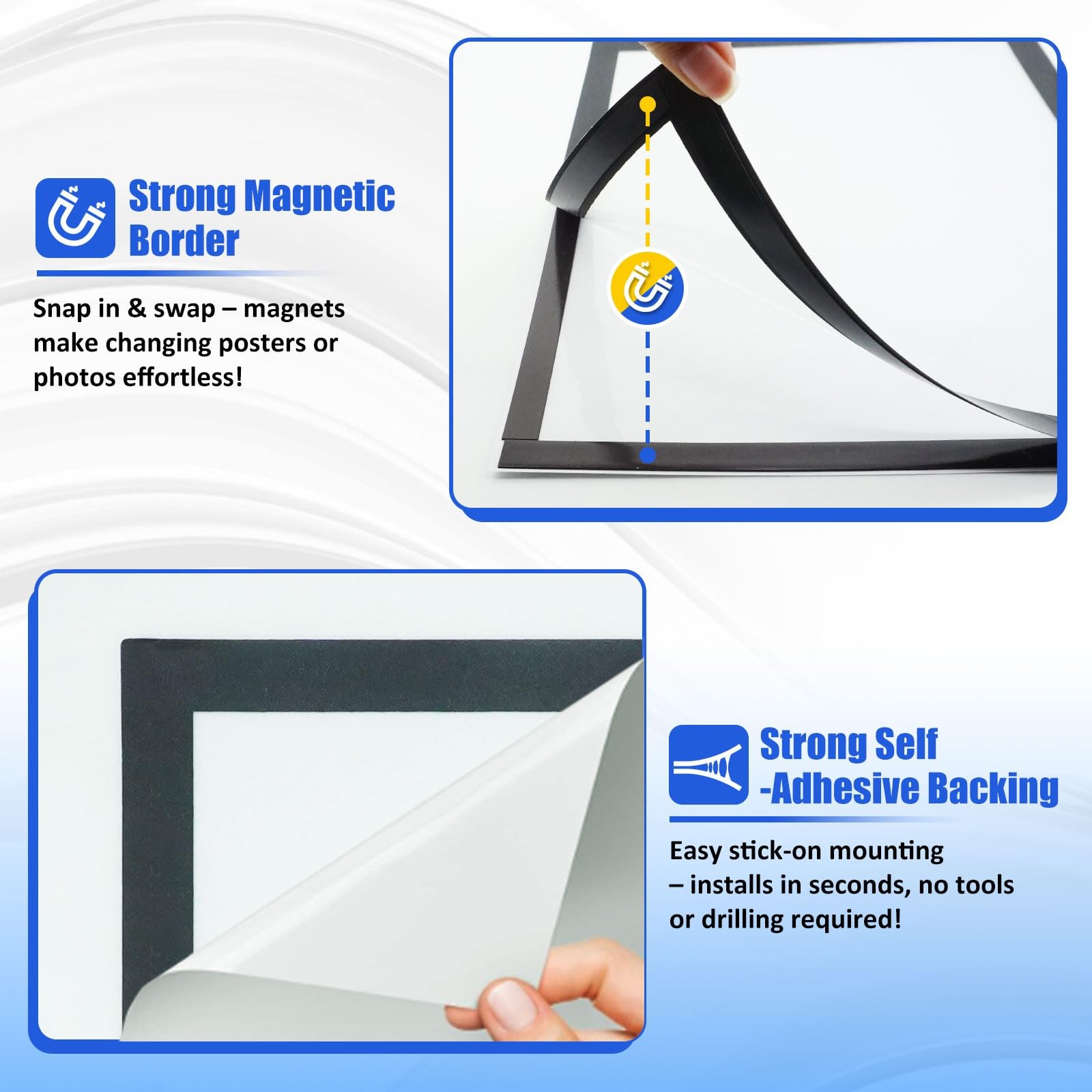 Supuca Magnetic Sign Holder & Picture Frame 8.5 x 11 – 8.5″x11″ 6 Pack, Black