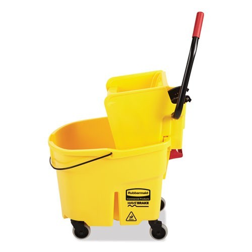 Rubbermaid WaveBrake 2.0 Bucket/Wringer Combo, Side-Press, 35qt, Yellow