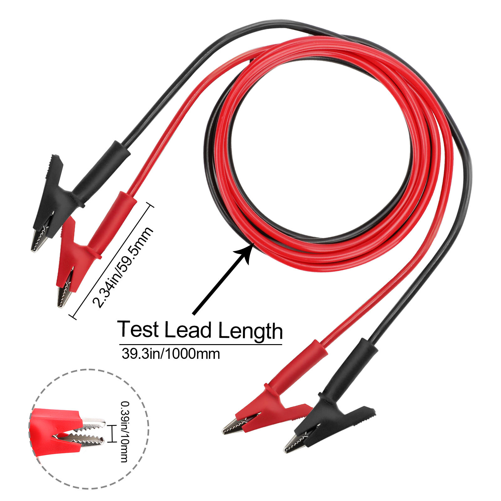 2PCS 3.3ft Alligator Clips Electrical Test Leads Set 15A Jumper Wires Heavy Duty