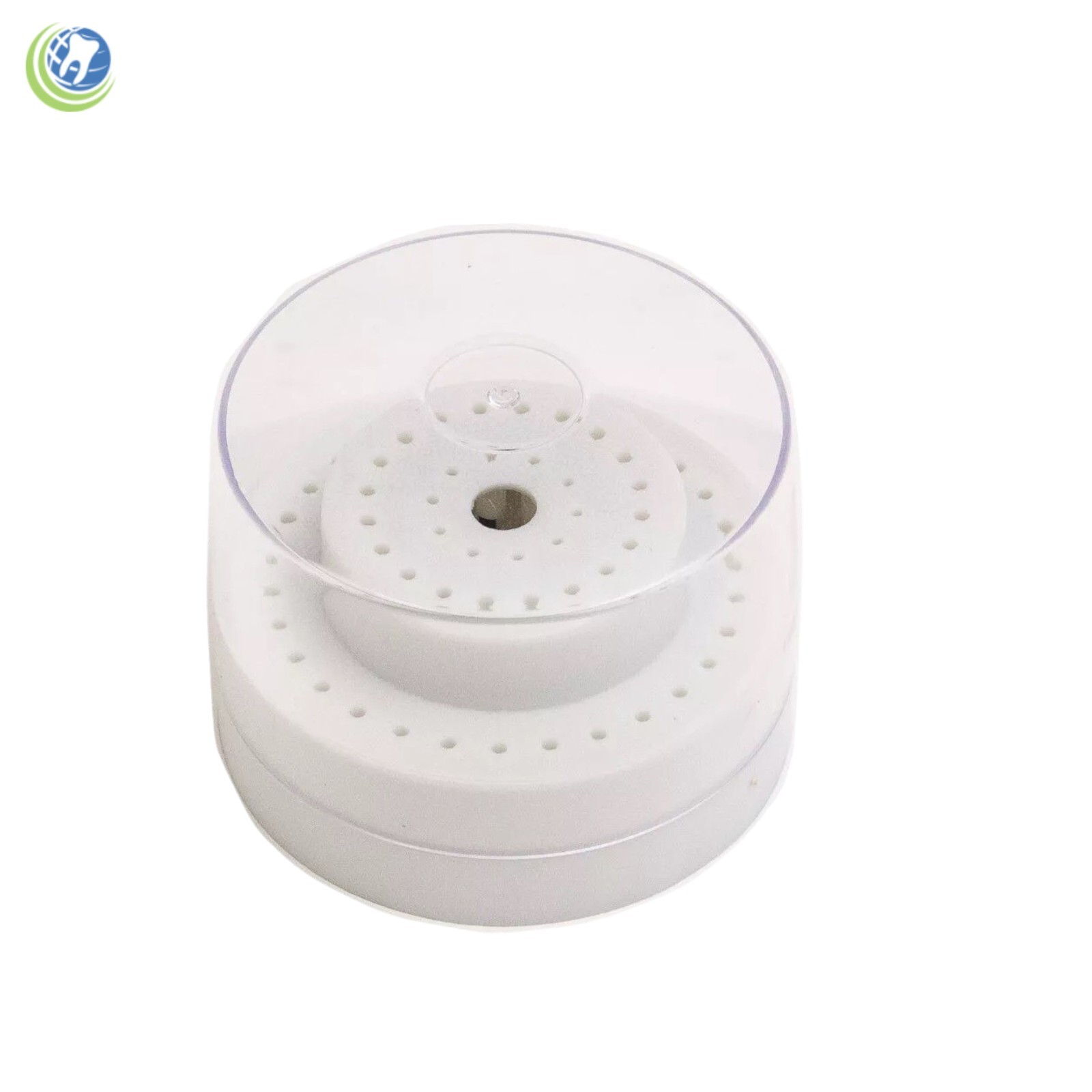 Round Dental Bur Block Holder Station with Lid – Plastic Holds 60 Burs HP RA FG