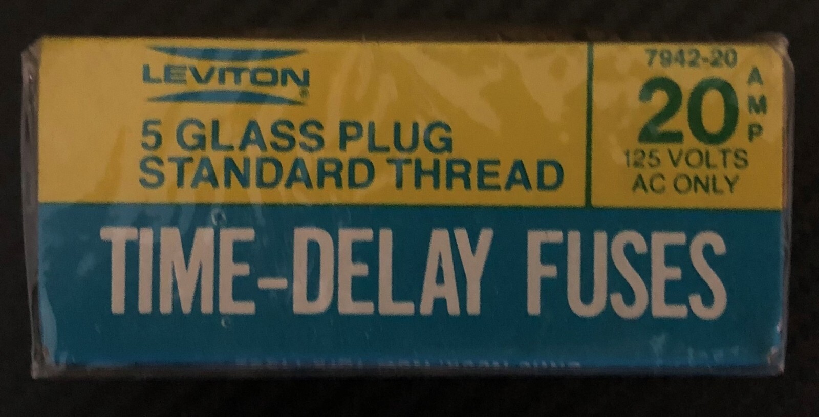 Leviton – 20 Amp Glass Plug Time Delay Fuses – Package of 5 – New/Unopened Box
