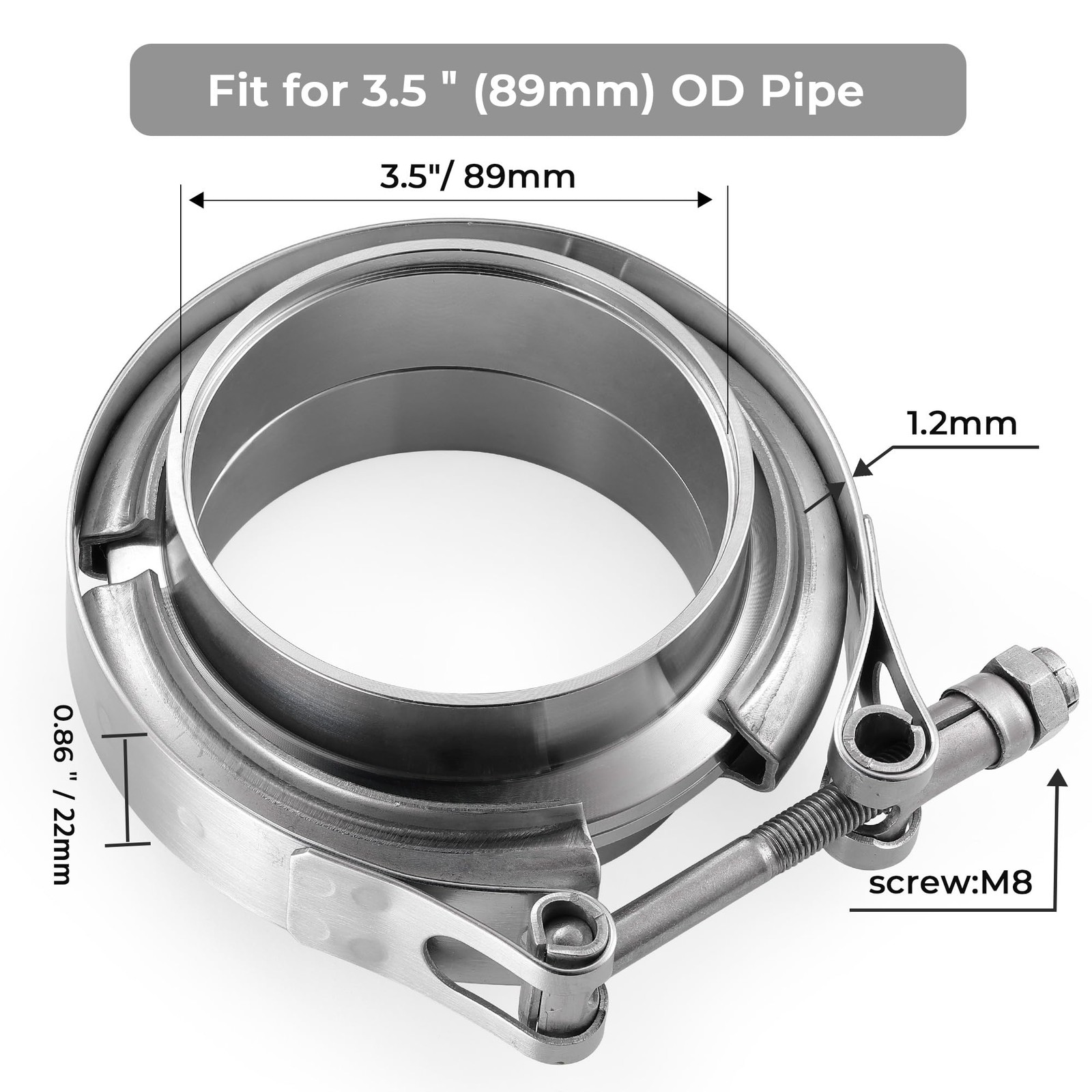 3.5 Inch V Band Clamp With Flange Male Female Stainless Steel_304 For Exhaust Sy