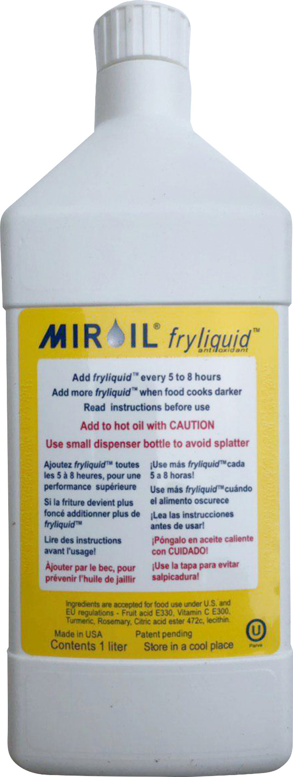 Miroil FryLiquid, BULK SAVER, LF1201 Pack of 12 x 1 Liter, Fry Oil Extender