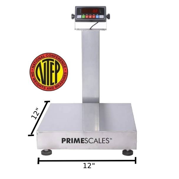 NTEP 12″x12″ Bench Scale 50 lb x 0.01 lb Digital Indicator Carbon
