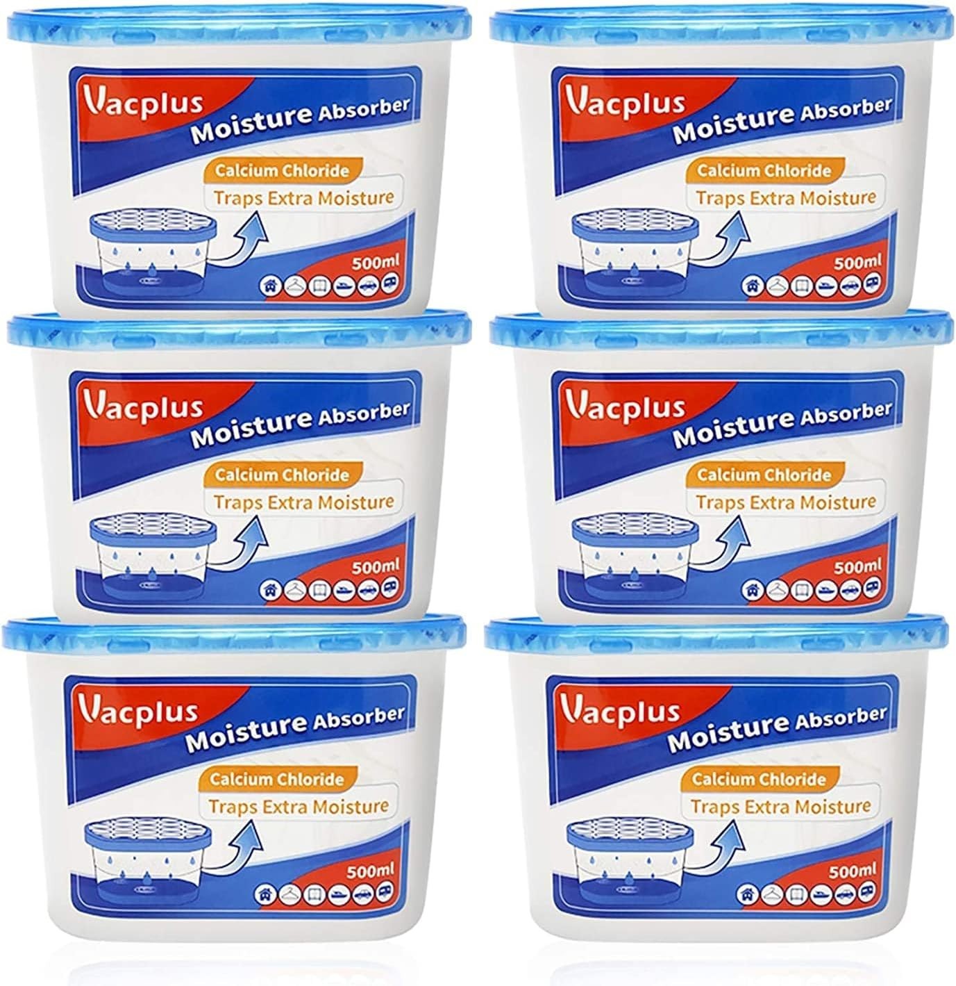 Fragrance-Free Moisture Absorbers – 6 Pack Leakproof Dehumidifier for Any Room
