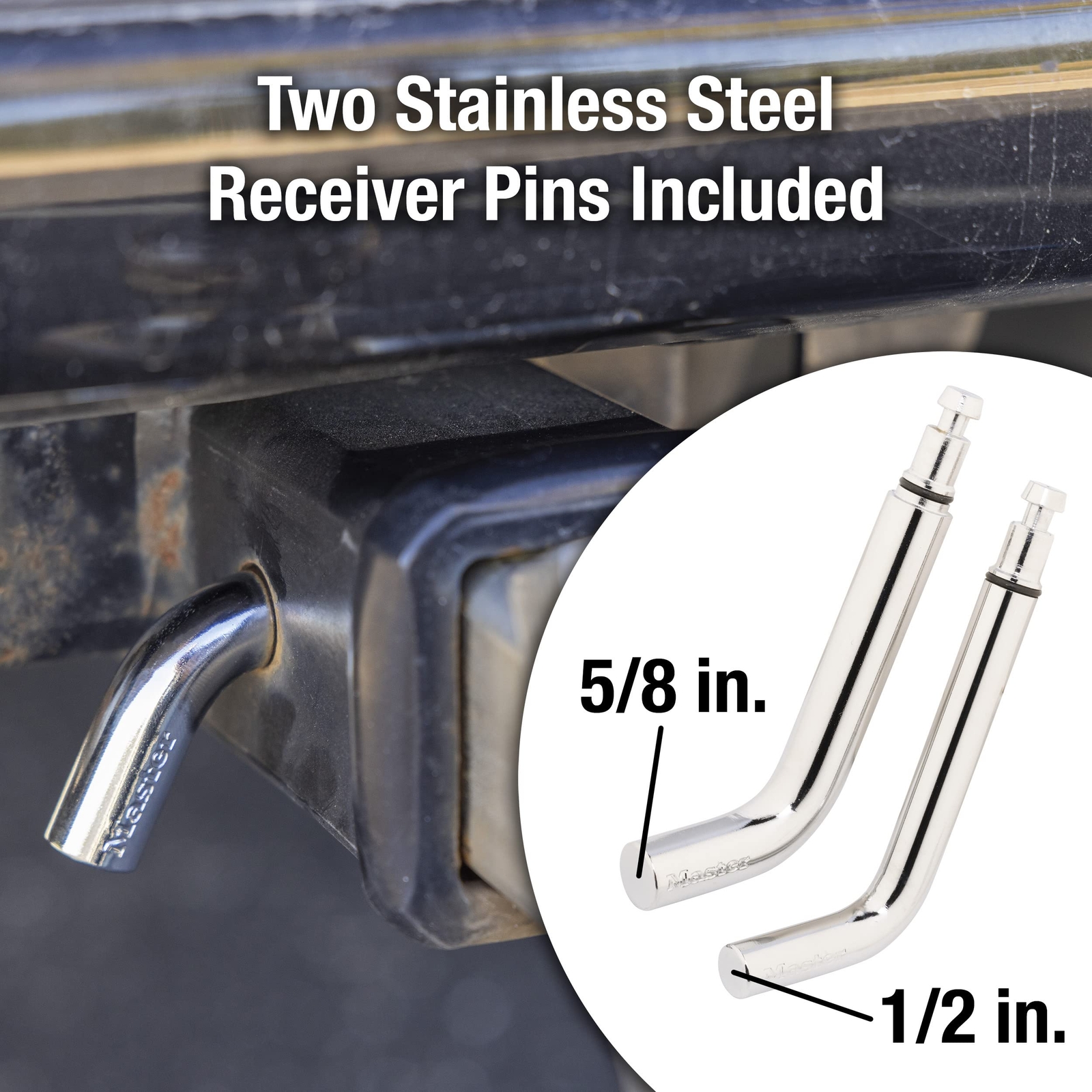 Master Lock Receiver Hitch Locking Pin Security for Class I II III IV Towing