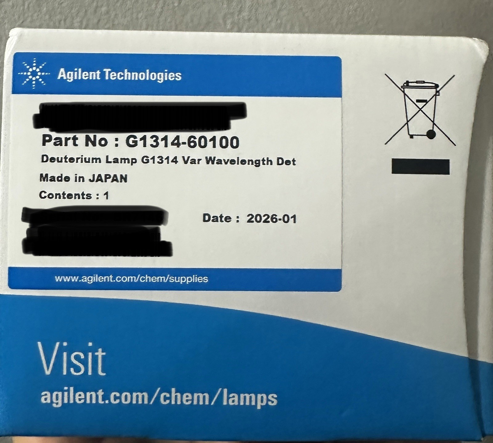 brand new original agilent deuterium lamp G1314-60100