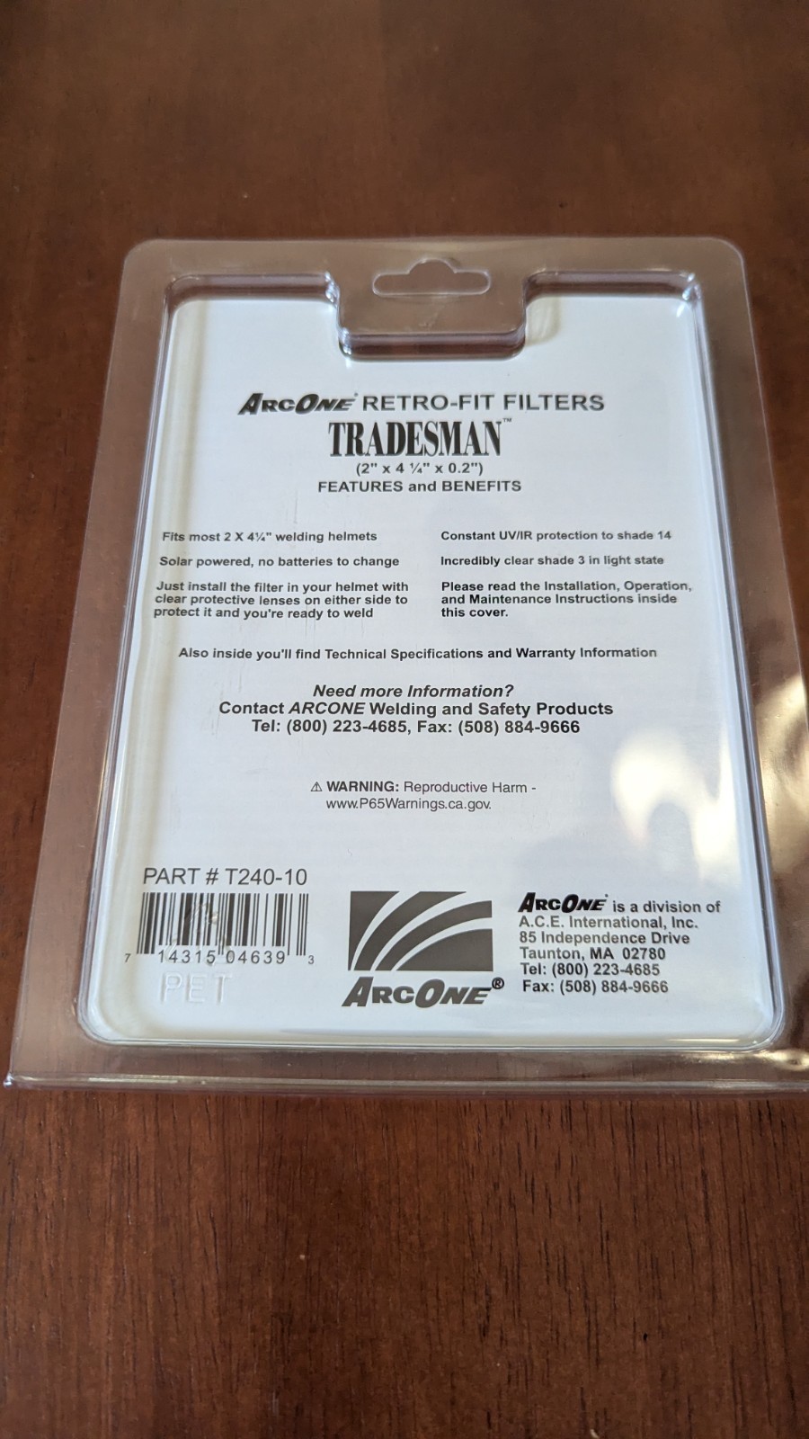 ArcOne T240-10 Tradesman Horizontal Auto-Darkening Welding Filter for Helmets