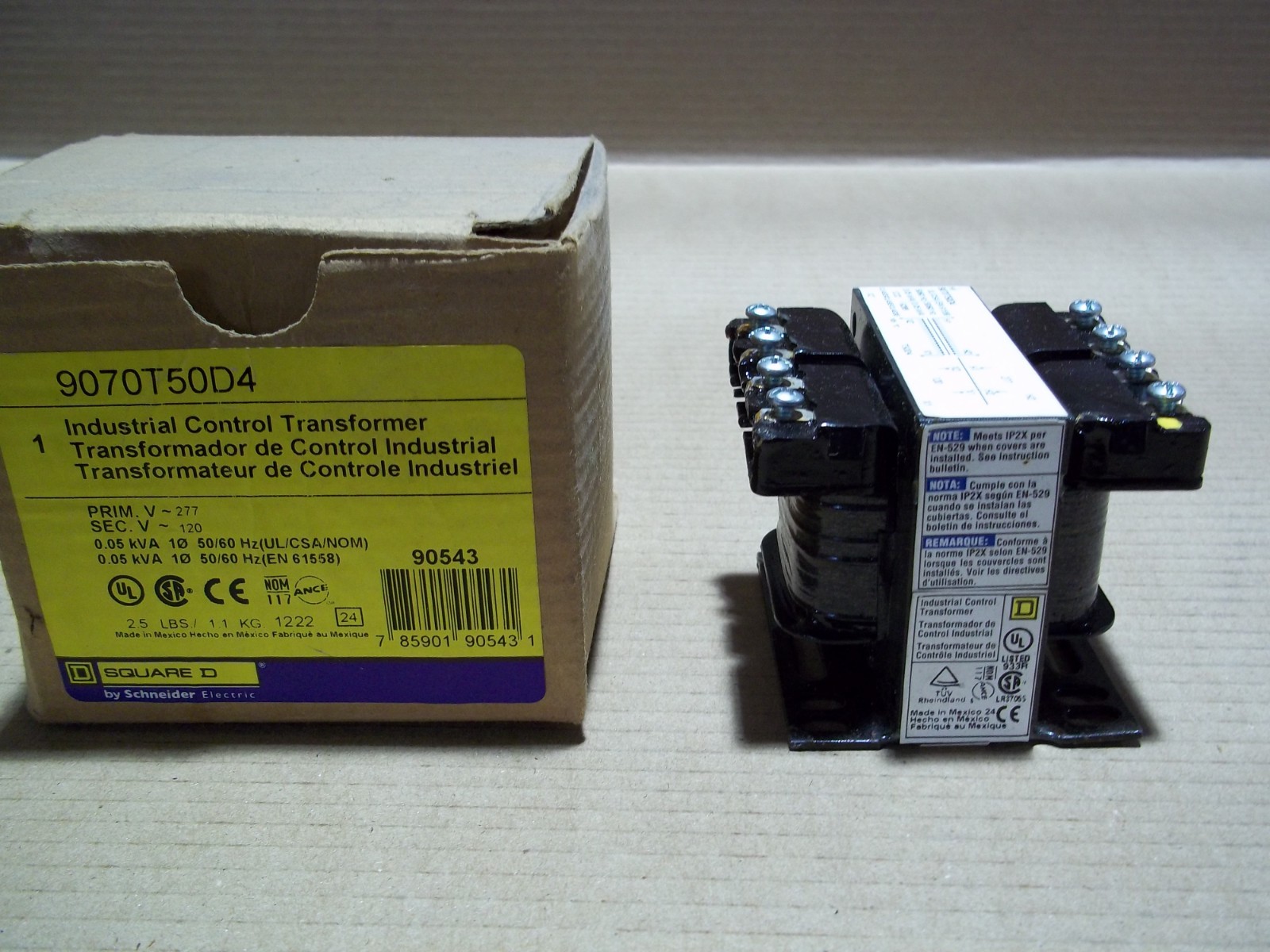 New Square D 9070T50D4 50 VA Industrial Control Transformer 277 V-120V #18
