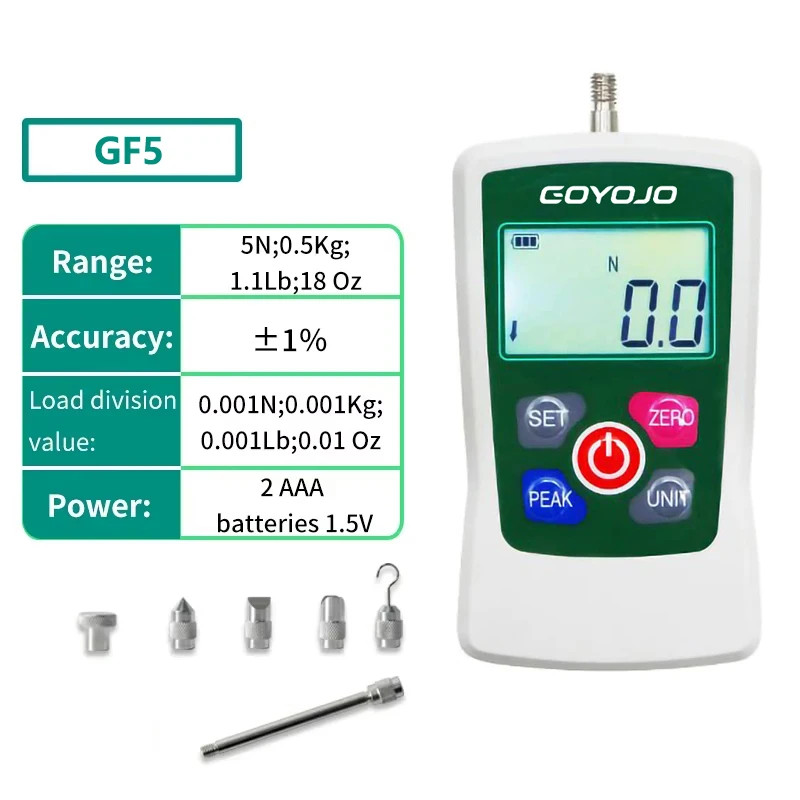 5-500N Portable Digital Force Gauge Auto Backlit LCD High Precision for Lab