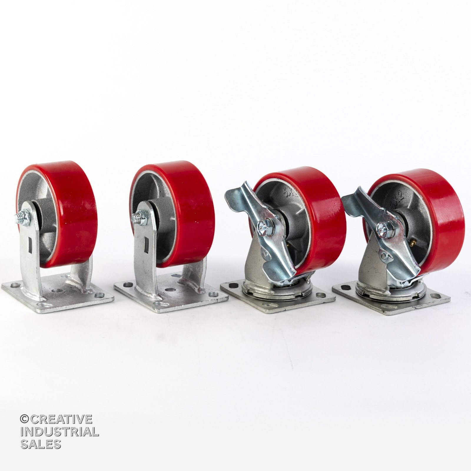 5″x2″ Swivel Caster Polyurethane Wh Steel Hub Brake(2)Rigid(2)1000Lb ea Tool Box